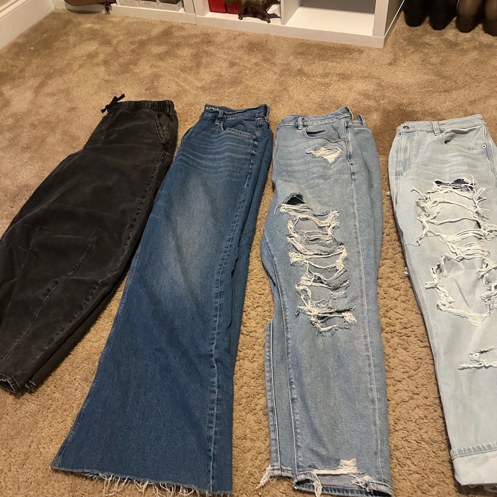 Set of Four Distressed and Classic Jeans
